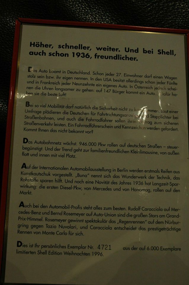 Shell Blech Werbeschild 1936 limitierte Edition Weihnachten 1996 in Pliening