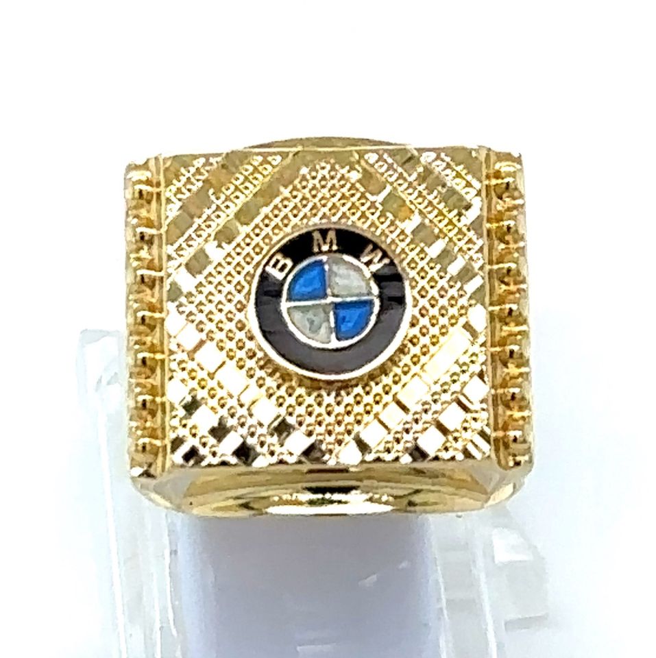 14K 585 Gold BMW Unikat Emaille Goldschmiede Design Mann Herren Ring RG 75  Neuwertig Echtschmuck Top Geschenk Geschenkeset Weihnachten Händler DHL  Versand Herrenring Auto in Rheinland-Pfalz - Igel