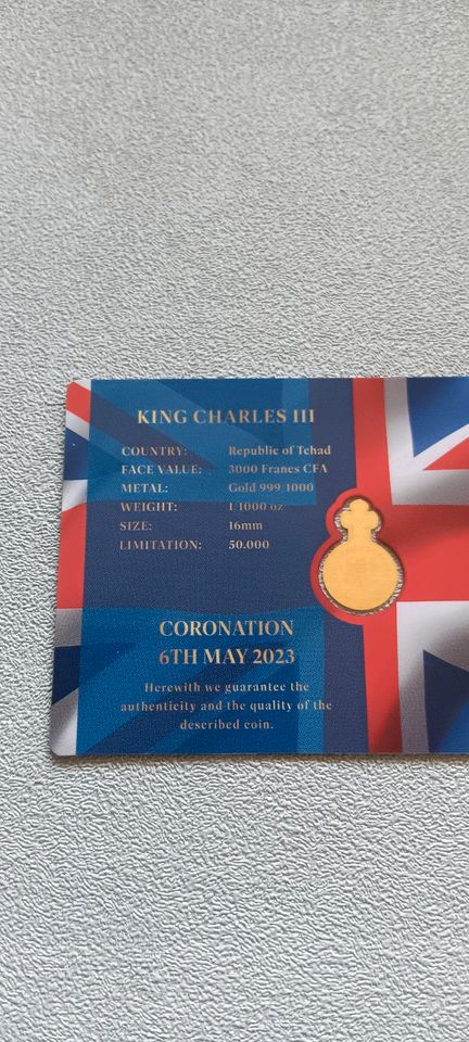 Goldmünzen 999er Feingold Großbritannien King Charles 2023 in Rhauderfehn