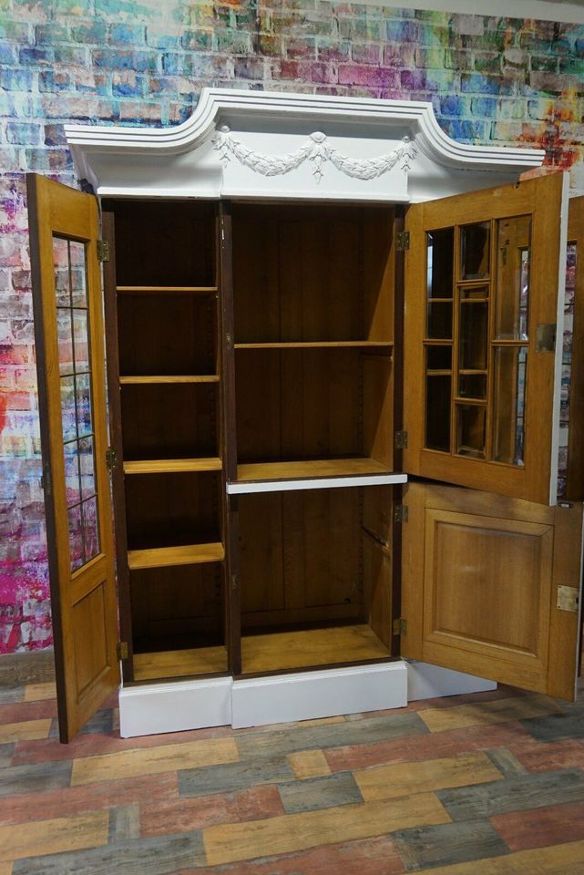 Jugendstil Bücherschrank Küchenschrank Vitrine Massivholz Eiche in Dingelstedt am Huy