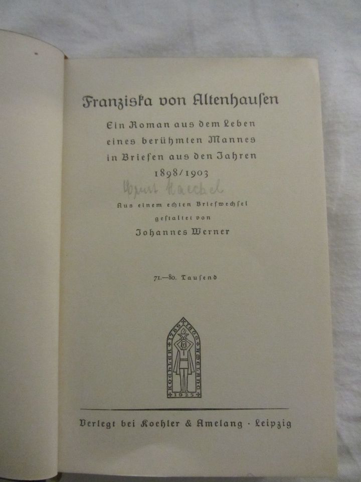 Buch Franziska von Altenhausen in Briefen 1889/1903 J. Werner in Taunusstein