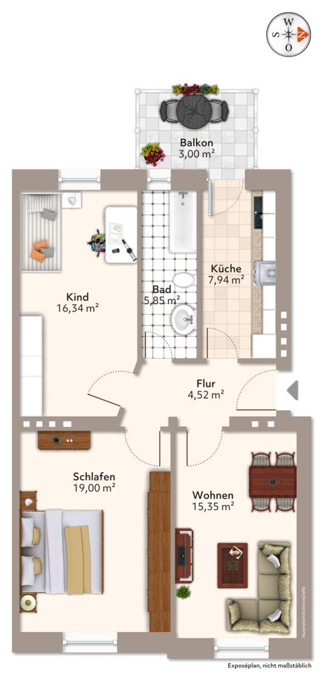 Charmante 3-Raum-Wohnung in Stadtfeld Ost in Magdeburg