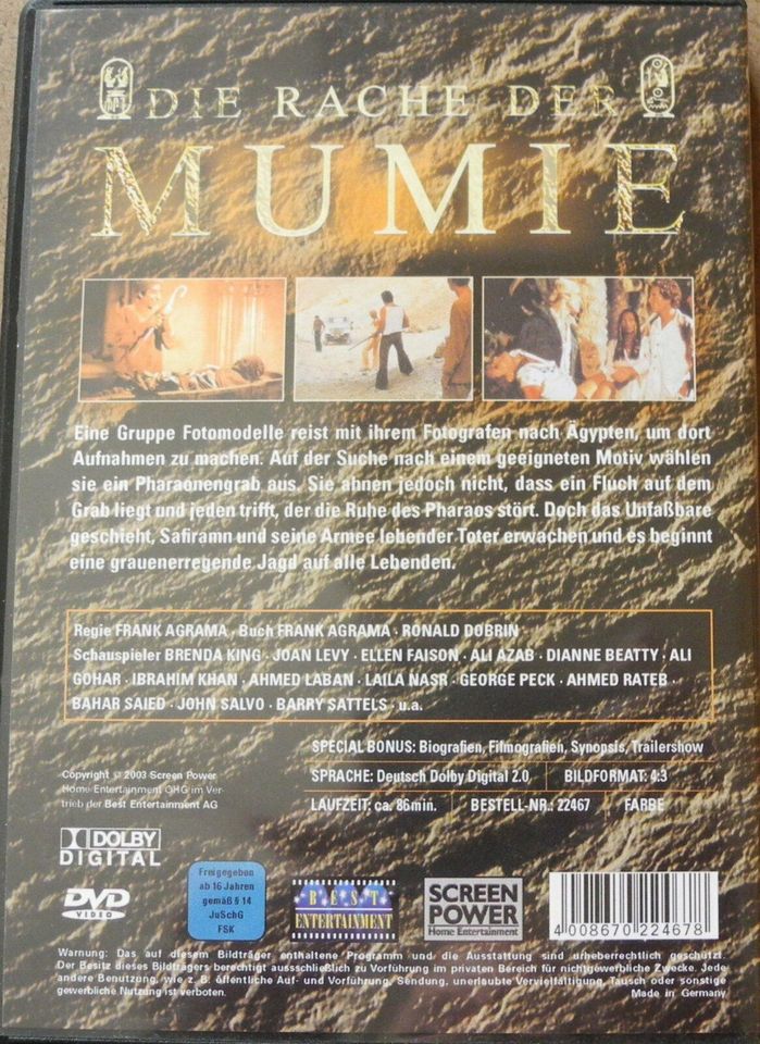 Die Rache der Mumie, DVD mit Brenda King, Joan Levy, Ellen Faison in Schwarzach am Main