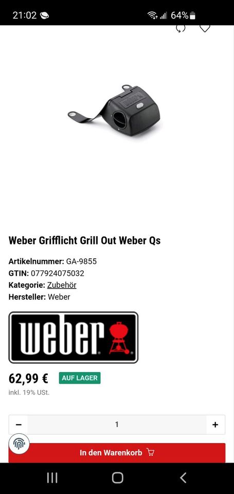 Weber Grill Grifflicht LED gebraucht in Prien