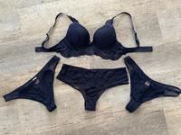 Hunkemöller Push Up BH 75A Slip String M blau Spitze Dessous Hessen - Groß-Gerau Vorschau