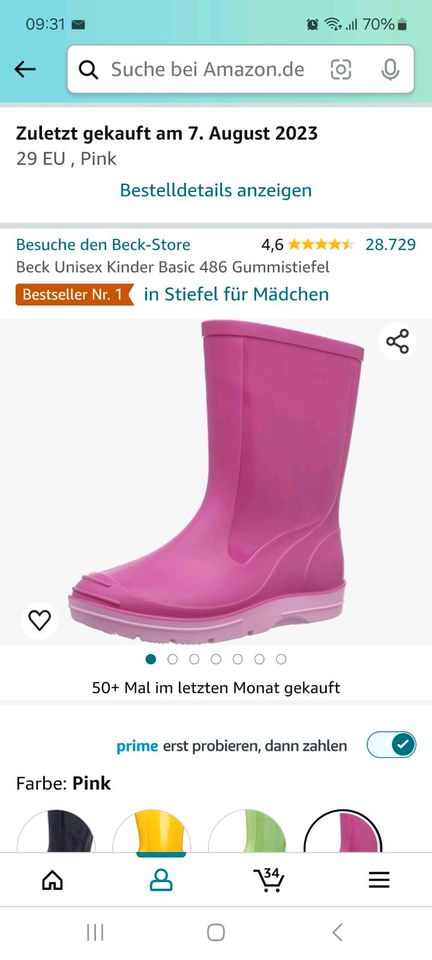 Beck Gummistiefel Gr. 29 rosa in Leipzig