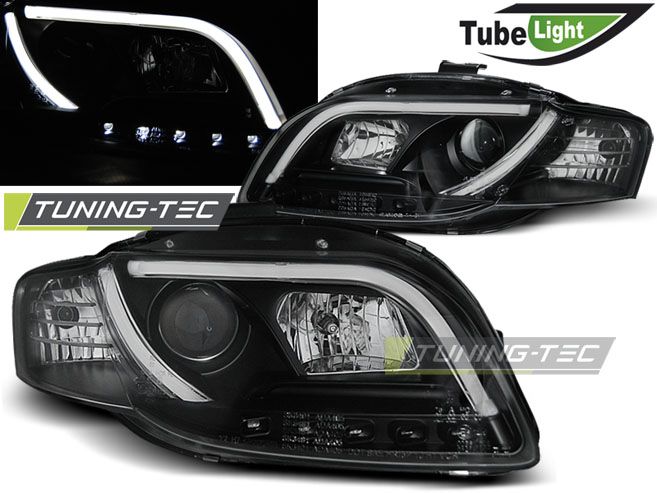 Led TFL Optik Tubelight Scheinwerfer schwarz für Audi A4 B7 04-08 in Calden