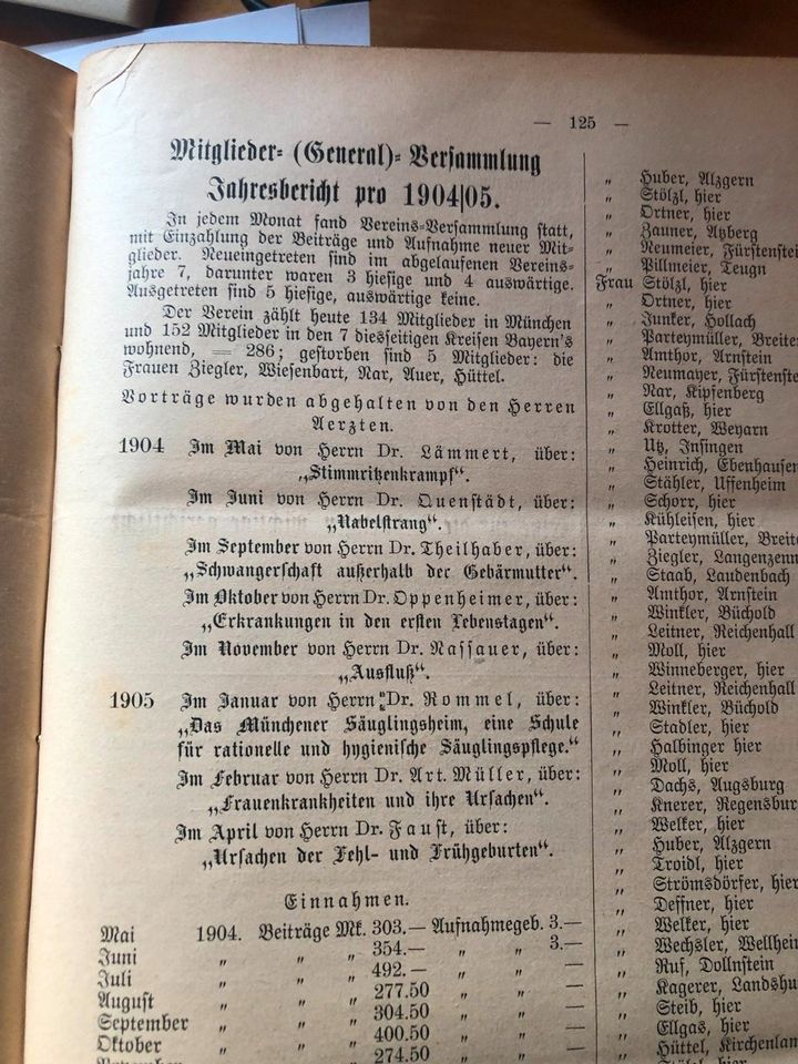 Hebamme Zeitungen von 1903-1905 in Hochdorf