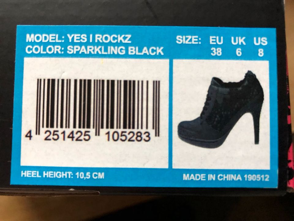 Verkaufe Missy Rockz Yes/ Rockz Sparkling Black,Gr.38,10,5 cm in Hattingen