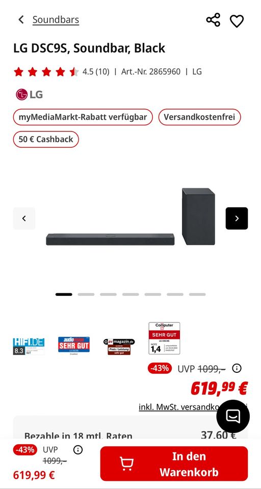 Lg DSC9S Soundbar in Nürnberg (Mittelfr)