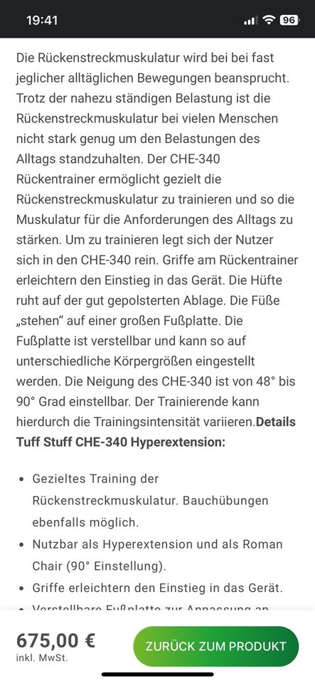 Rückentrainer Tuff Stuff CHE-340 in Neukirchen