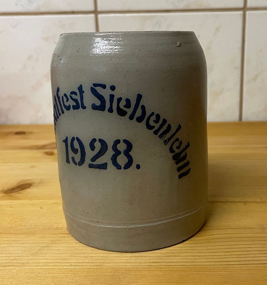 Humpen Heimatfest Siebenlehn 1928 Steingut Henkelkrug Krug in Siebenlehn