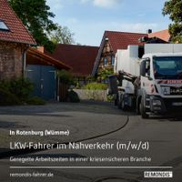 LKW-Fahrer / Berufskraftfahrer (C/CE) im Nahverkehr (m/w/d) Niedersachsen - Rotenburg (Wümme) Vorschau