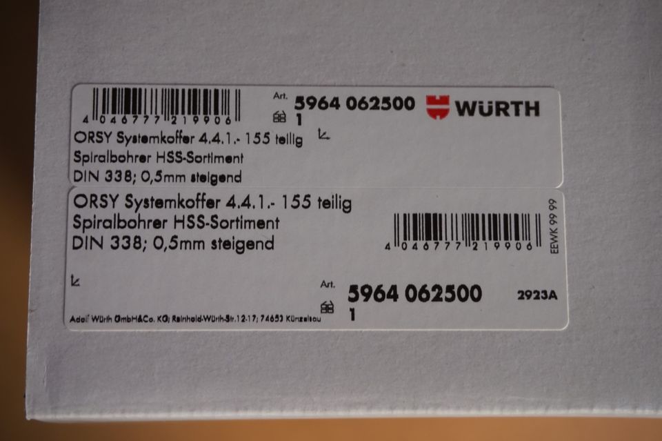 WÜRTH Spiralbohrer Sortiment HSS - 155-teilig - (5964062500) in Hallbergmoos