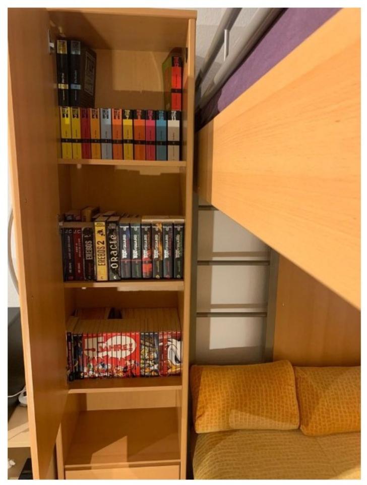 Hochbett mit Sofa, Matratze und passenden Hochschrank in Mainz