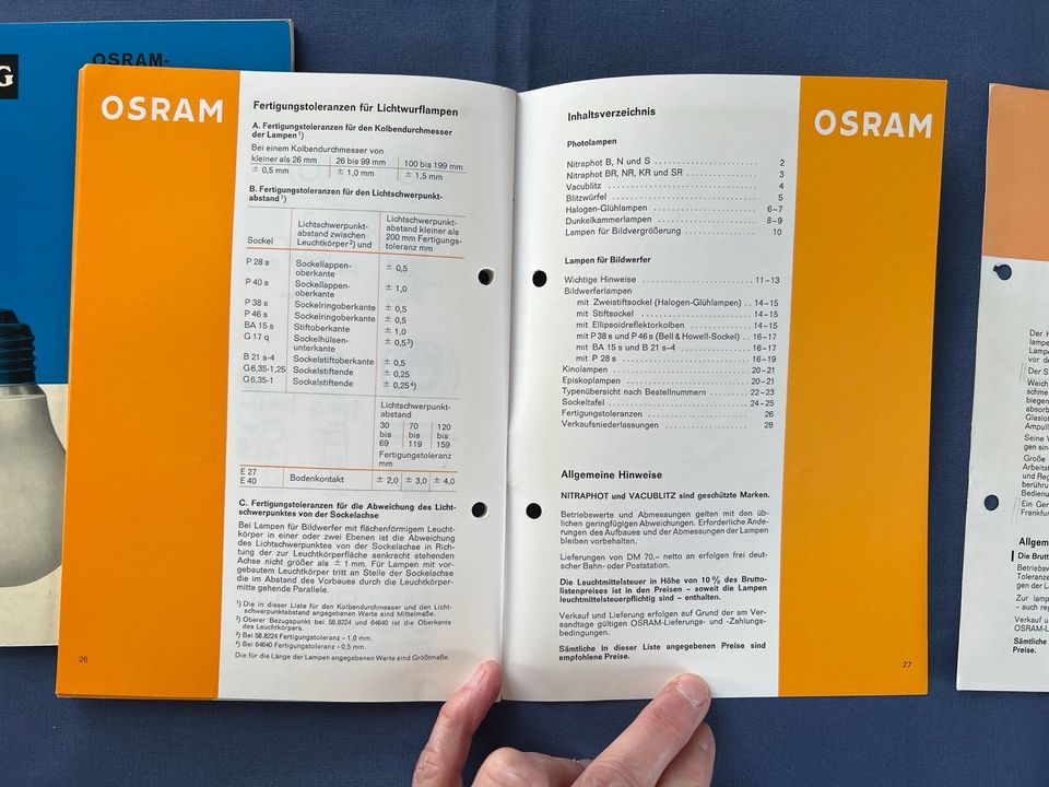 Heft AEG Osram Lichtquellen für Photo und Projektion 1966 in Bremen