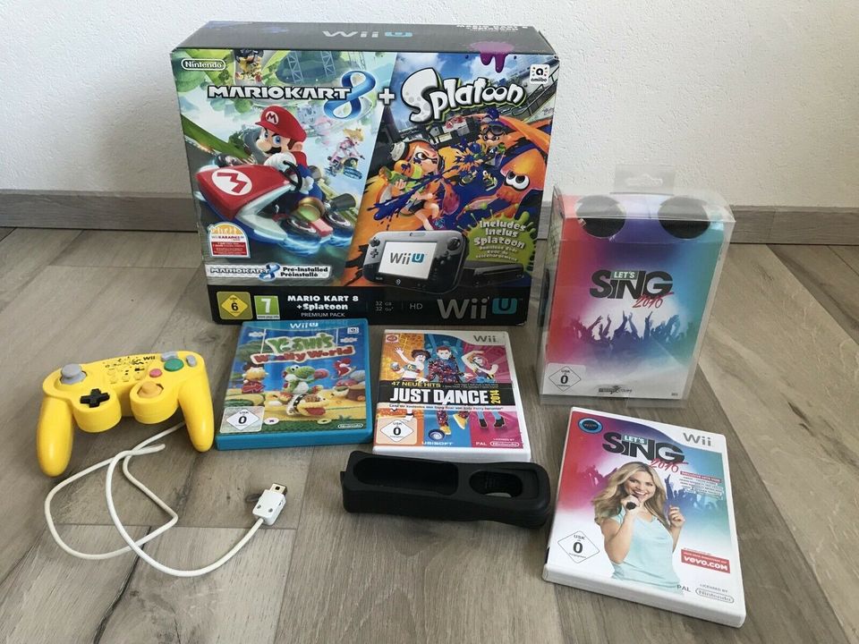 Nintendo Wii U, 5 Spiele, Zubehör, tanzen und singen »Karaoke« in Bad Krozingen