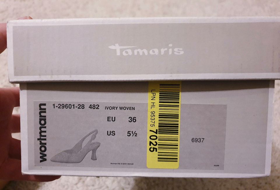 Neuwertige Slingpumps Tamaris Gr. 36 beige in Ronshausen