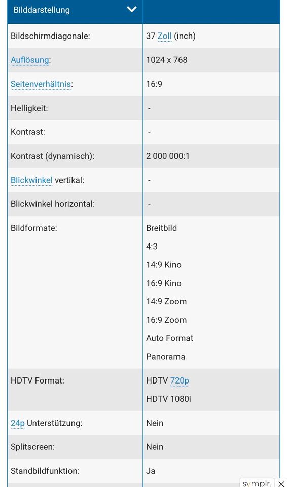 Panasonic TX-P37X25E 37Zoll Plasma TV Fernseher Monitor in Weinböhla