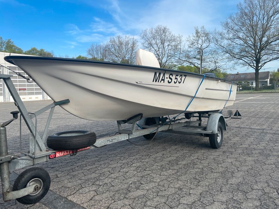 Angelboot Motorboot 4PS/15PS mit Trailer in Bensheim