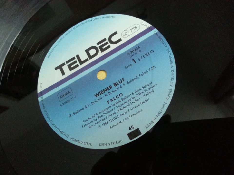 Falco Wiener Blut Maxi Single "12 Teldec Made in Germany 1988 in Berlin