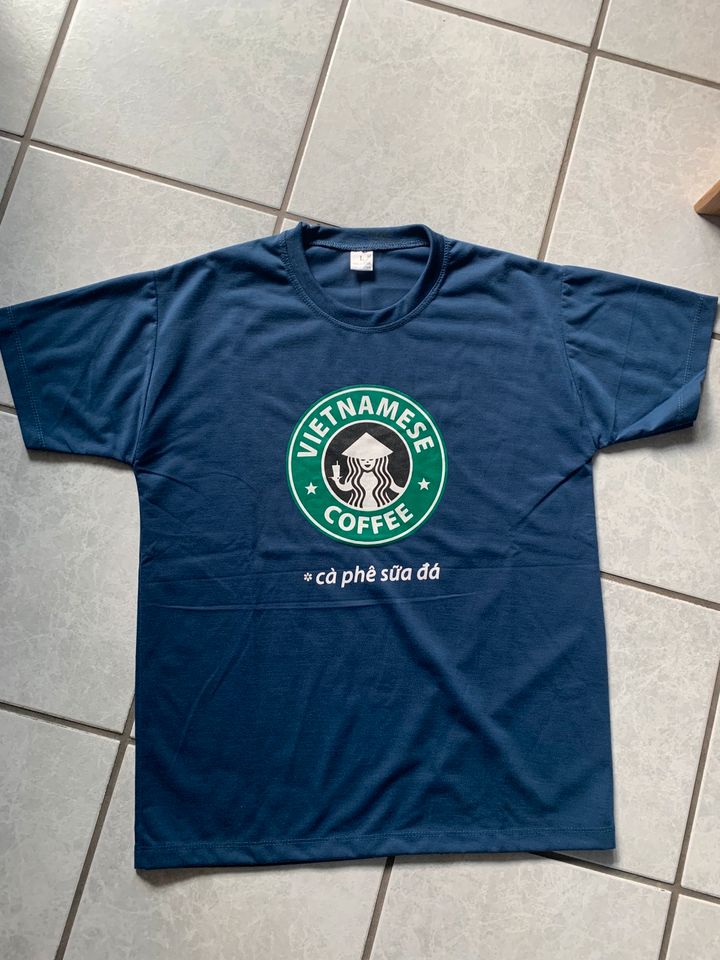 T-Shirt Vietnam Starbucks Coffee blau Neu unisex L/40 Damen Herre in Merzig