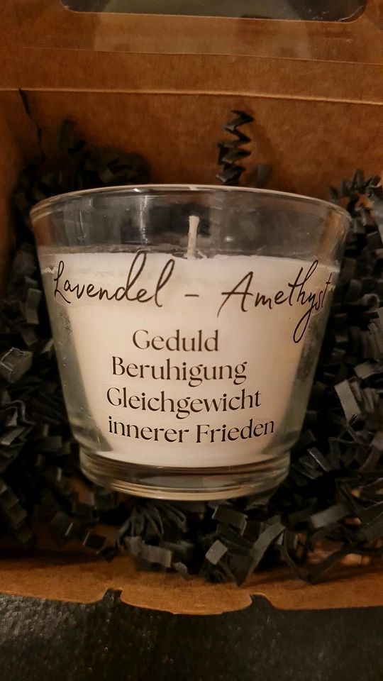 Rosenquarz Rosenquarzkerze Lavendelkerze Kerzen mit Amtethyst in Vogtareuth