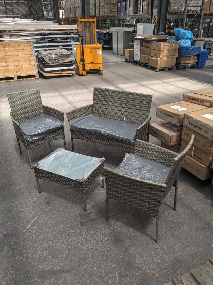 Gartenmöbel-Set Balkonmöbel Lounge Polyrattan Grau NEUWARE 130€* in Hagen