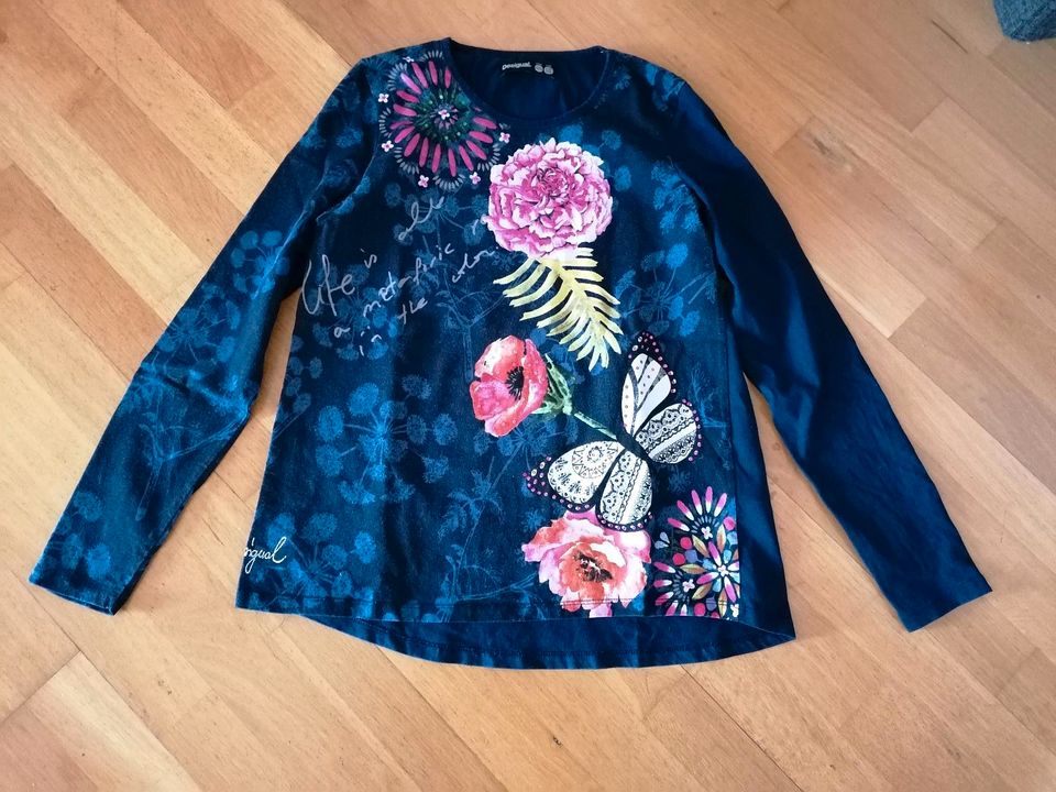 Desigual Mädchen Shirt Langarm Gr. 158 164 blau Blumen in Loitsche-Heinrichsberg