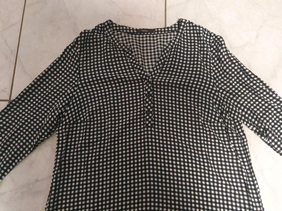 cecil Bluse Tunika Shirt Gr. L kariert schwarz weiß in Velen