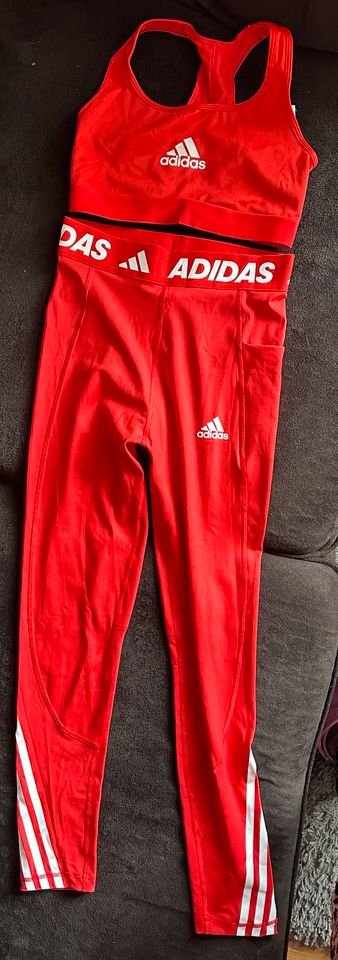 Adidas Performance Set Leggings und Sport BH rot S 36 in Wilnsdorf