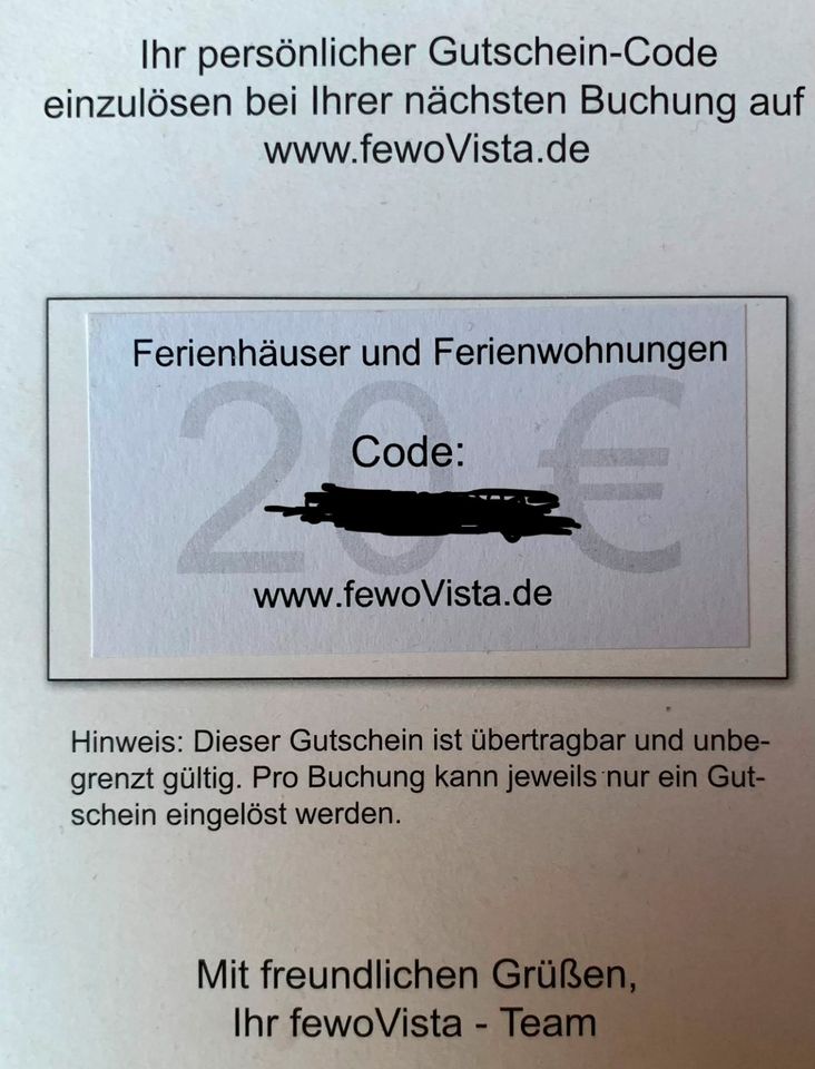 Gutschein 20 € von fewoVista.de in Hamburg