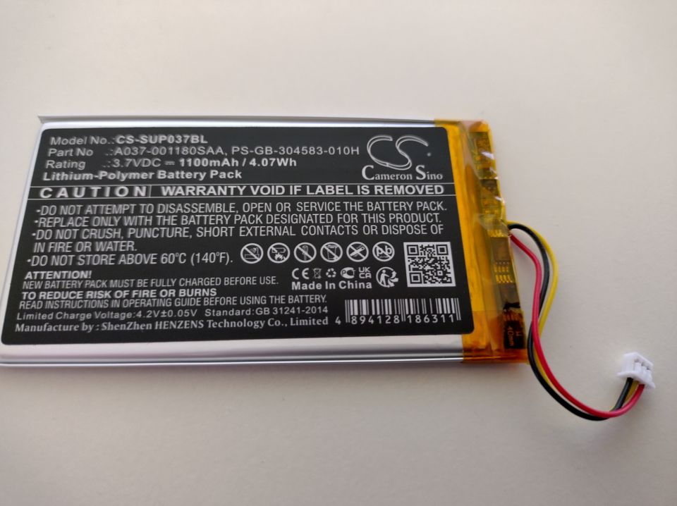 Batterie Akku Typ CS-SUP 037BL / PS-GB-304583-010H 3,7V 1100 mAh in Langenzenn