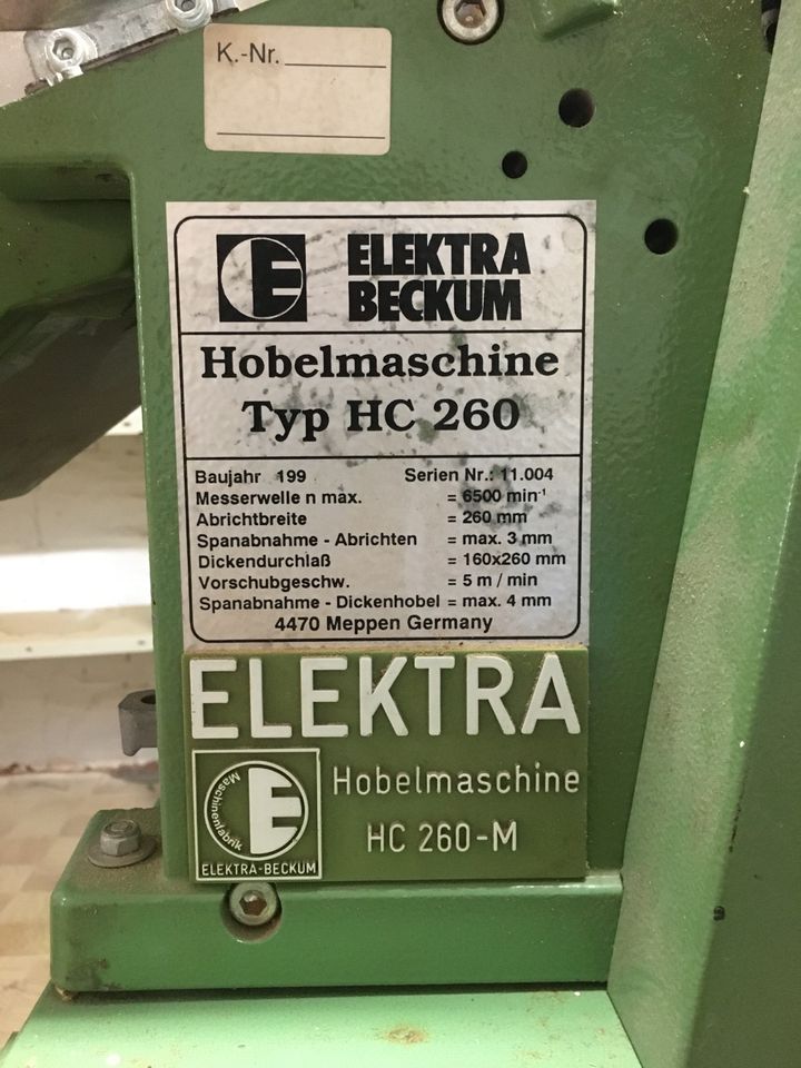 Elektra Beckum HC 260–M, Hobelmaschine Abricht- und Dickenhobel in Saarlouis