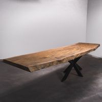 Baumstamm Esstisch 3.8m x 0.95m Nachhaltig Massivholztisch aus 1 Stück Holz Bohlentisch Baumkantentisch Baumstammkanten Wohnzimmertisch Holztisch Design Tisch Stahlbeine Edelstahl Tischbeine Nordrhein-Westfalen - Ochtrup Vorschau