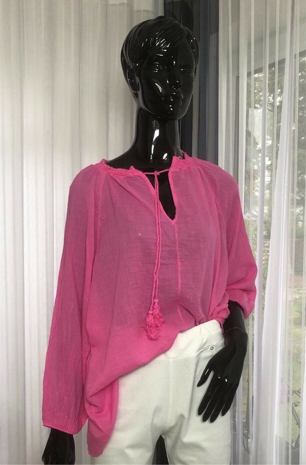 Neu Damen %100 Musselin Bluse Hemd Pink s m l xl xxl 3xl 4xl in Mainz