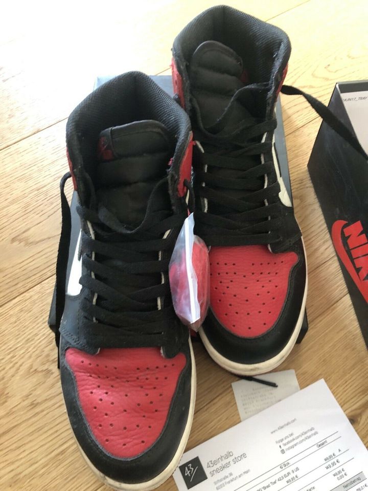 Jordan 1 Retro high OG bred Toe classic us9 Style in Aschaffenburg