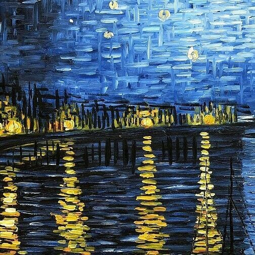 v. Gogh-Sternennacht über der Rhone i98971 80x110cm Ölbild handg. in Berlin