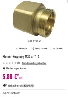 3x Klemm-Kupplung M32 x 1" IG Niedersachsen - Lauenau Vorschau