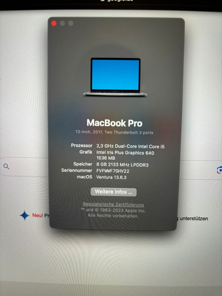 Apple MacBook Pro 2017 Spacegrau 13“ Zoll 128 GB OVP Zubehör in Berlin