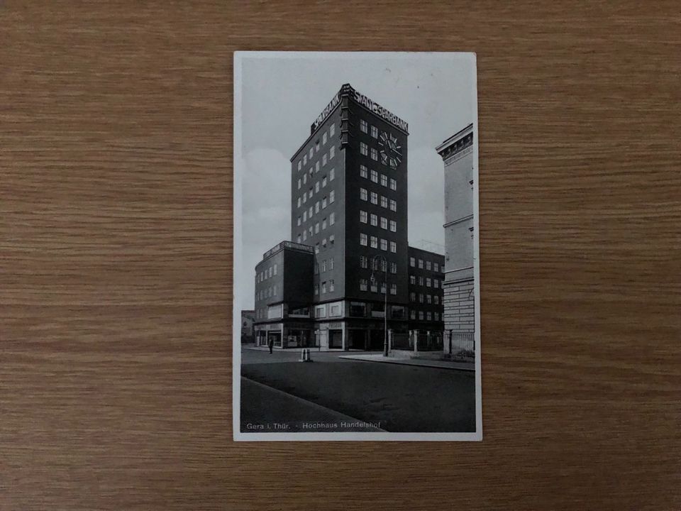 ✅ alte AK GERA Handelshof Hochhaus gelaufen 1937 in Gera