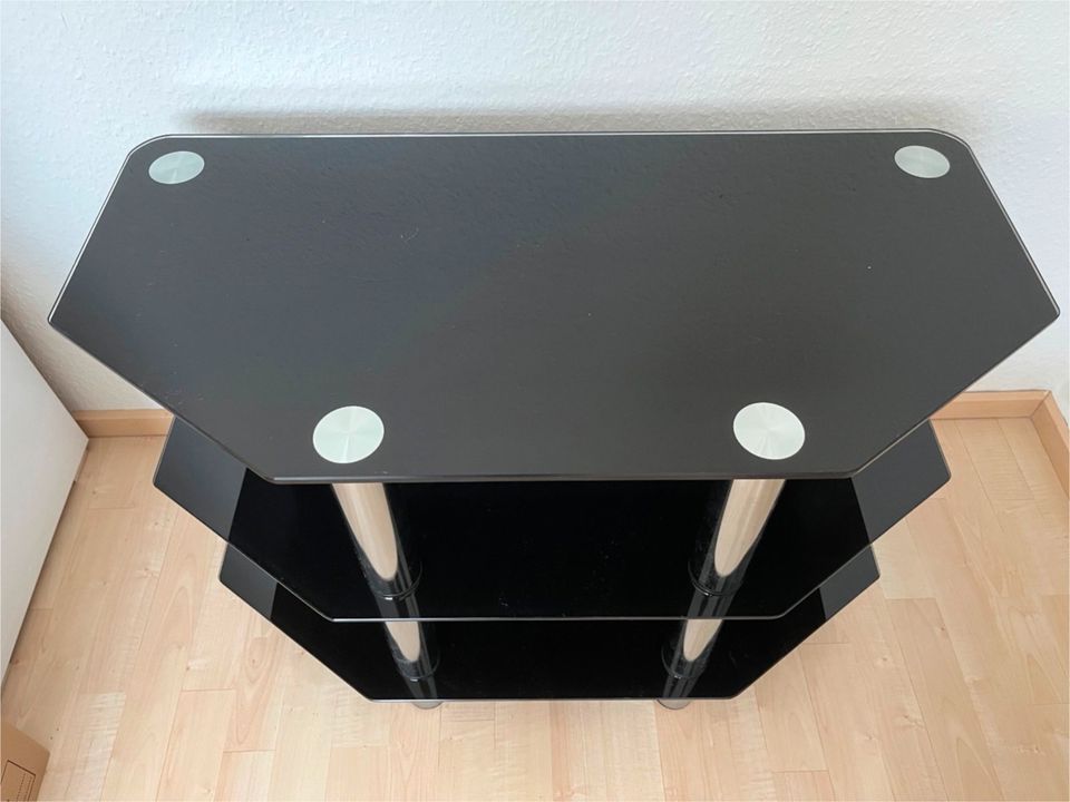 Schrank/TV- Rack mit 3 Schwarzglasplatten Höffner, gebraucht in Dresden