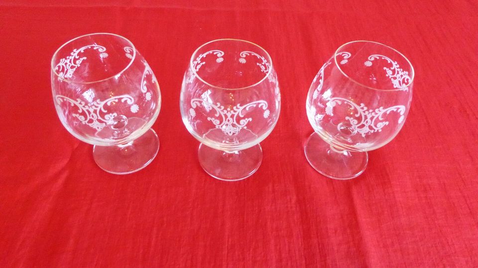 Glas Antik 3 St Whisky-Schwenker Emaille-Dekor zarte Whisky-Gläse in Flintbek