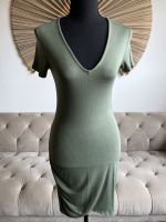 TOP Jerseykleid V-Ausschnitt Gr. S 36 Khaki Kurzam Kleid Knielang Pankow - Weissensee Vorschau