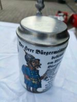 Origineller Bierkrug  aus Steingut mit Zinndeckel Rheinland-Pfalz - Großkarlbach Vorschau