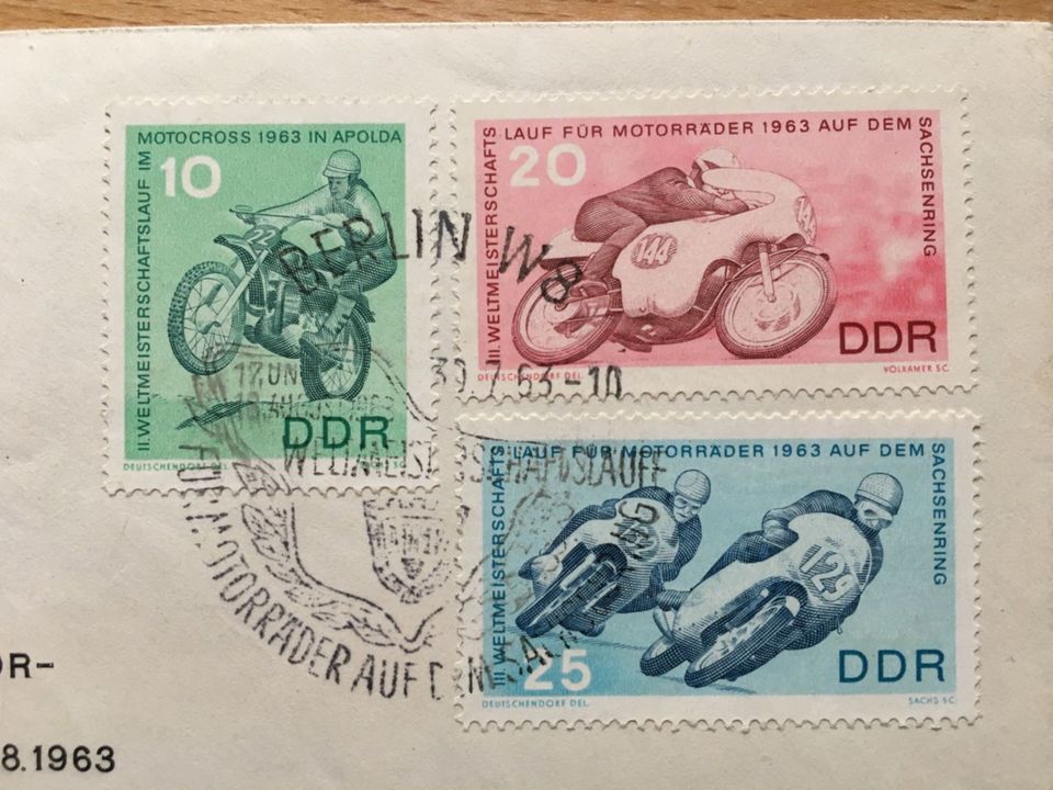 Ersttagsbrief Motorrad  Sachsenring Motocross Apolda 1963 WM in Bensheim