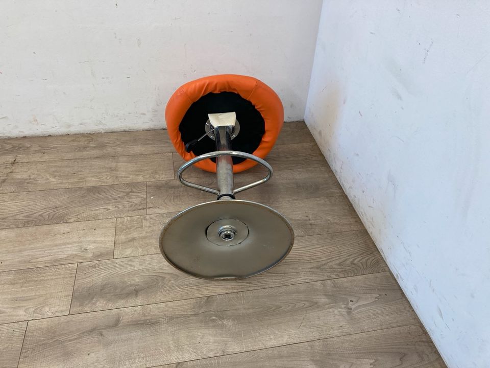 #A Barhocker orange Kunstleder Edelstahl Metallgestell in Burgstädt