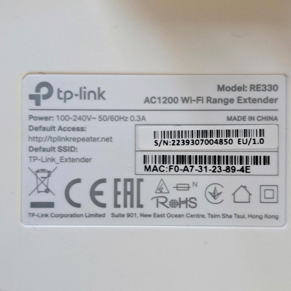TP Link RE330 WLAN Verstärker 2,4 + 5 Ghz in Heuchlingen