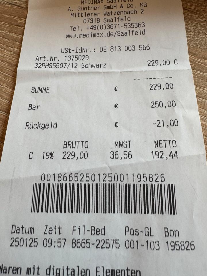 Philips Tv 32 Zoll, LED, HD, wie neu, knapp 2 Jahre Restgarantie in Ilmenau
