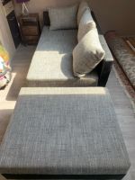 Stoff - Sofa / Couch mit Sitzhocker- Kissen schwarz/grau meliert Essen - Essen-Kray Vorschau